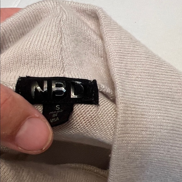 NBD REVOLVE CREAM TAUPE SWEATER TWIST TURTLENECK BODYSUIT SMALL - Picture 9 of 14